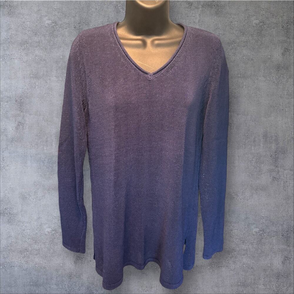 J McLaughlin Women’s Size M Navy Blue V Neck Knit Sweater Casual Lightweight